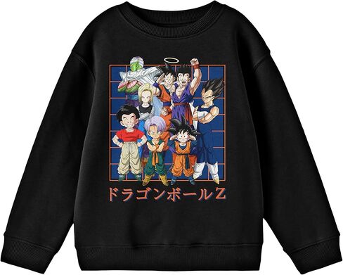 سترة Bioworld Dragon Ball Z Group ذات طابع فني ورقبة دائرية وأكمام طويلة للشباب باللون الأسود in Saudi Arabia