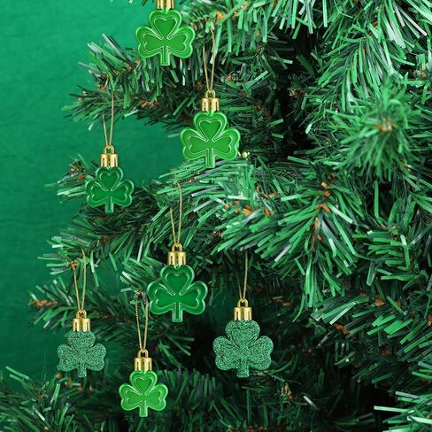 Fovths 36 Pieces 2 Sizes St Patrick's Day Shamrocks Ornament Set 3 Styles Green Good Luck Clover Hanging Bauble for Tree, Table, Party Hanging Decorations in Saudi Arabia