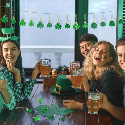 Fovths 36 Pieces 2 Sizes St Patrick's Day Shamrocks Ornament Set 3 Styles Green Good Luck Clover Hanging Bauble for Tree, Table, Party Hanging Decorations in Saudi Arabia