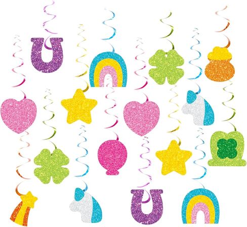 JarThenaAMCS 20 قطعة ديكور عيد القديس باتريك، دوامات معلقة، حلية محظوظة، مستلزمات سقف للمنزل الداخلي والخارجي، مستلزمات ديكور المكتب in Kuwait