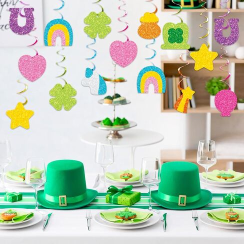 JarThenaAMCS 20 قطعة ديكور عيد القديس باتريك، دوامات معلقة، حلية محظوظة، مستلزمات سقف للمنزل الداخلي والخارجي، مستلزمات ديكور المكتب in Kuwait