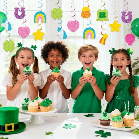 JarThenaAMCS 20 قطعة ديكور عيد القديس باتريك، دوامات معلقة، حلية محظوظة، مستلزمات سقف للمنزل الداخلي والخارجي، مستلزمات ديكور المكتب in Kuwait