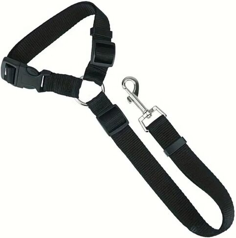 Vehicle Safety Dog Seat Belt – 15.7~21.7 Inches Adjustable Pet Car Leash for Trips - Black in Saudi Arabia