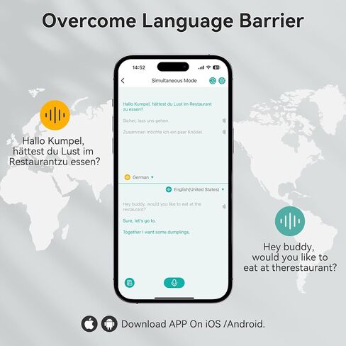 سماعات أذن لترجمة اللغات، ترجمة فورية ثنائية الاتجاه بـ 150 لغة، ترجمة عبر الإنترنت لا حاجة إلى اشتراك، سماعة بلوتوث لاسلكية مترجم صوتي فوري لتعلم الأعمال أثناء السفر in Kuwait