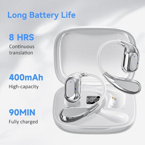 سماعات أذن لترجمة اللغات، ترجمة فورية ثنائية الاتجاه بـ 150 لغة، ترجمة عبر الإنترنت لا حاجة إلى اشتراك، سماعة بلوتوث لاسلكية مترجم صوتي فوري لتعلم الأعمال أثناء السفر in Kuwait