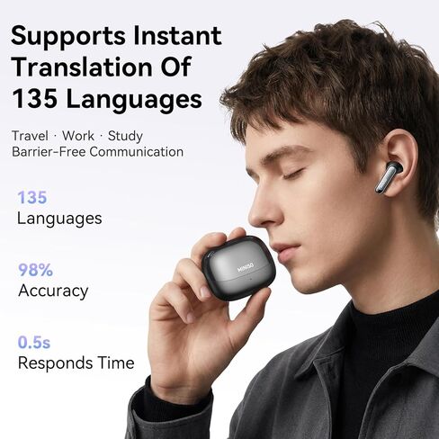سماعات أذن MINISO MS106 AI Translator، سماعات أذن ترجمة 3 في 1 في الوقت الفعلي تدعم 135 لغة، Audiofonos Traductores Inglés Español، جهاز ترجمة بلوتوث 6.0 لتعلم الأعمال أثناء السفر in Kuwait