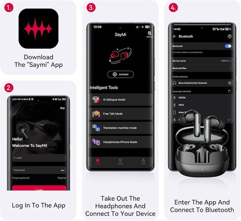 سماعات أذن MINISO MS106 AI Translator، سماعات أذن ترجمة 3 في 1 في الوقت الفعلي تدعم 135 لغة، Audiofonos Traductores Inglés Español، جهاز ترجمة بلوتوث 6.0 لتعلم الأعمال أثناء السفر in Kuwait