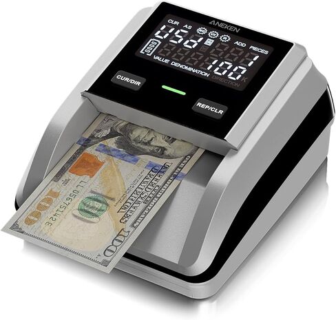 جهاز كشف العملات المزيفة من Aneken AL-139 مع شاشة رقمية مقاس 2.8 بوصة، القيمة الإجمالية ووظيفة الإضافة، توجيه رباعي الاتجاهات وسجلات يمكن تتبعها، متوافق مع عملات متعددة، فضي in Kuwait