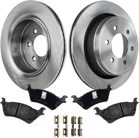 طقم قرص ووسادة الفرامل الخلفية الاحتياطية يناسب Ford F-150 V6 (2.7L / 3.5L / 3.7L) للموديلات التي لا تحتوي على فرامل انتظار يدوية in Kuwait