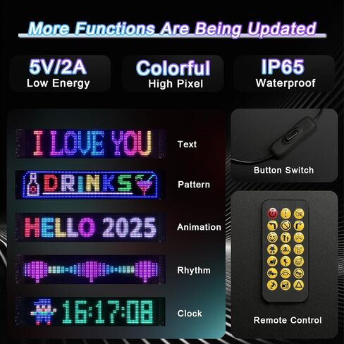 مصابيح عين الشيطان LED Super RGB للزجاج الأمامي مقاس 14 بوصة × 4 بوصة [شريحة متقدمة، شاشة مزدوجة متزامنة بنسبة 100%] شاشة LED ديناميكية مرنة قابلة للبرمجة مخصصة لنافذة دراجة نارية للسيارة مع جهاز التحكم عن بعد والتحكم في التطبيق in Saudi Arabia