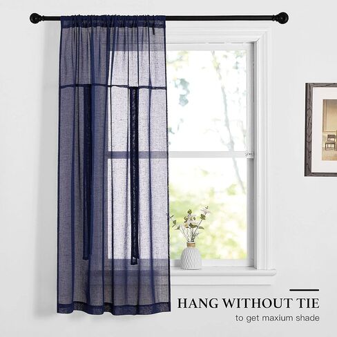 Tie Up Curtains for Bathroom - Linen Sheer Balloon Window Shade Adjustable Rod Pocket Farmhouse Roman Curtains for Kitchen/Camper RV, 1 Piece, 42 inches Wide x 63 inches Long, Dove Grey in Saudi Arabia