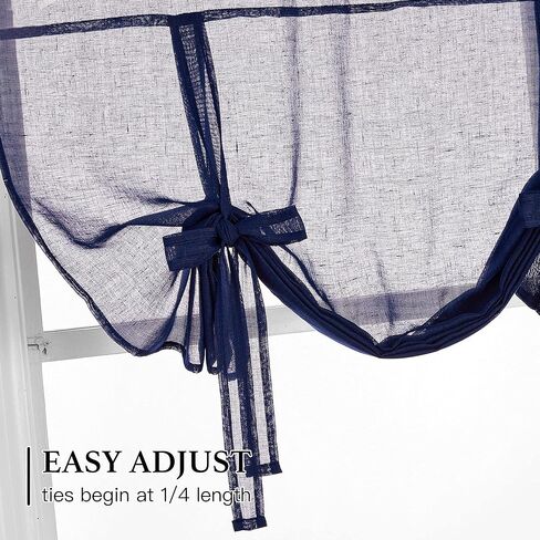 Tie Up Curtains for Bathroom - Linen Sheer Balloon Window Shade Adjustable Rod Pocket Farmhouse Roman Curtains for Kitchen/Camper RV, 1 Piece, 42 inches Wide x 63 inches Long, Dove Grey in Saudi Arabia