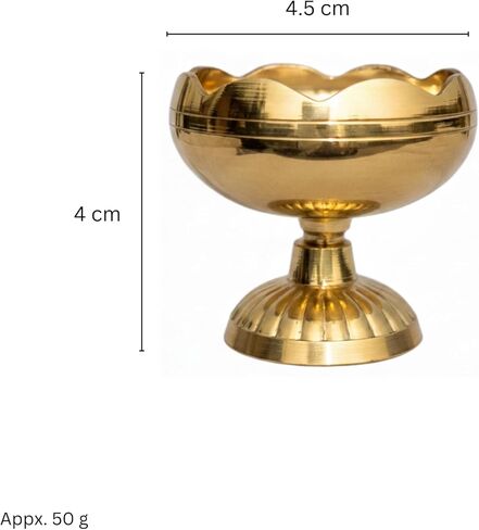 Pure Brass Tamatar Nanda Diya for Puja - Traditional Oil Lamp for Home Mandir, Temple Decor & Diwali Gifting (Small Size, Gold) in Saudi Arabia