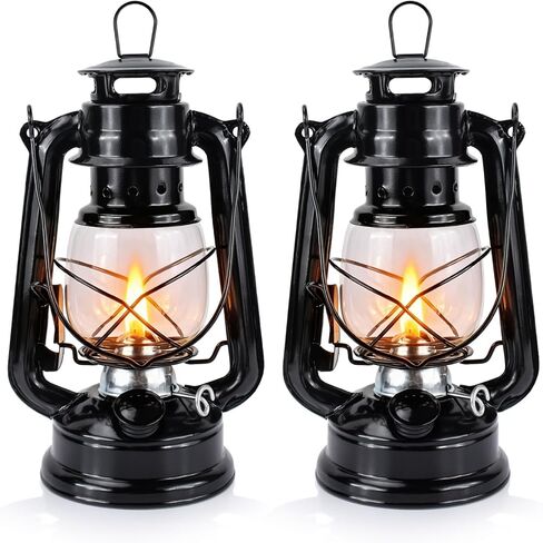 Oil lamp Kerosene lamp Hurricane Lanterns for Indoor Decorative or Emergency Use,Black - 2 Pieces in Saudi Arabia