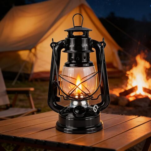 Oil lamp Kerosene lamp Hurricane Lanterns for Indoor Decorative or Emergency Use,Black - 2 Pieces in Saudi Arabia