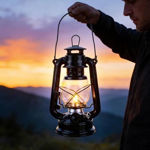 Oil lamp Kerosene lamp Hurricane Lanterns for Indoor Decorative or Emergency Use,Black - 2 Pieces in Saudi Arabia