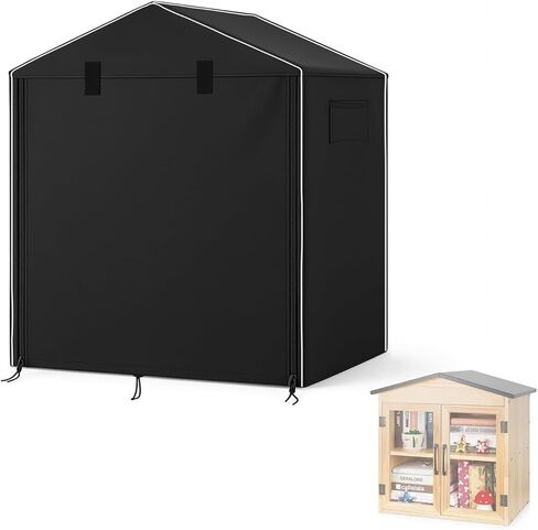 Little Free Library Cover, 600D Heavy-Duty Waterproof Protection with Roll-Up Viewing Zipper Design for All-Weather Outdoor Wooden Book Boxes-23"L X 16.5"W X 26"H in Saudi Arabia