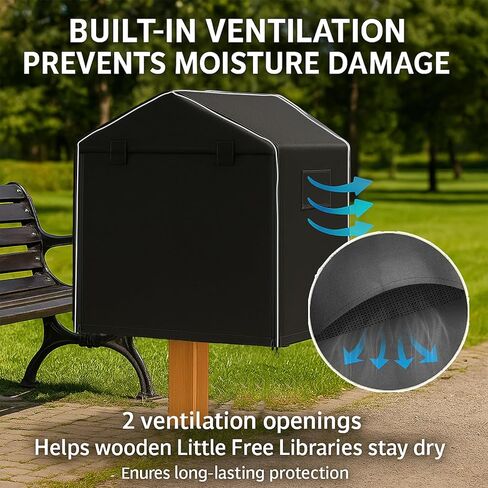 Little Free Library Cover, 600D Heavy-Duty Waterproof Protection with Roll-Up Viewing Zipper Design for All-Weather Outdoor Wooden Book Boxes-23"L X 16.5"W X 26"H in Saudi Arabia