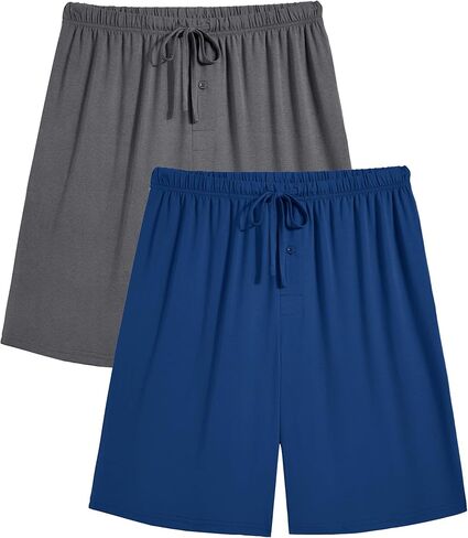 Ekouaer Mens Pajama Shorts Bamboo Rayon Pj Bottoms Soft Sleep Shorts Soft Drawstring Loungewear With Pockets 2 Pack S-3XL in Saudi Arabia