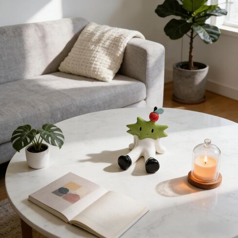 E.S. | Handmade Ceramic Figurine – Cute Mini Clay Doll for Desk Decor, A Unique Artistic Gift for Women & Collectors in Saudi Arabia