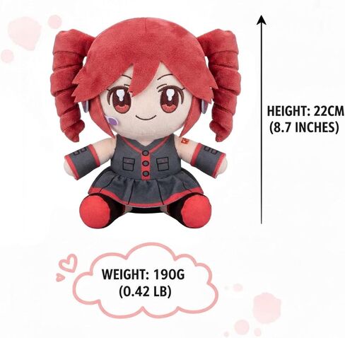 Collectible Pink Drill Twin Tail Girl Plush 22cm, Cute Anime Plush Character with 3D Twin-Drill Hair, Red and Black Outfit Figure Stuffed, Soft Anime Plushie Pillow Gift for Fans & Collectors in Saudi Arabia