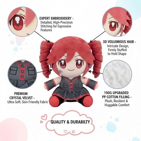 Collectible Pink Drill Twin Tail Girl Plush 22cm, Cute Anime Plush Character with 3D Twin-Drill Hair, Red and Black Outfit Figure Stuffed, Soft Anime Plushie Pillow Gift for Fans & Collectors in Saudi Arabia