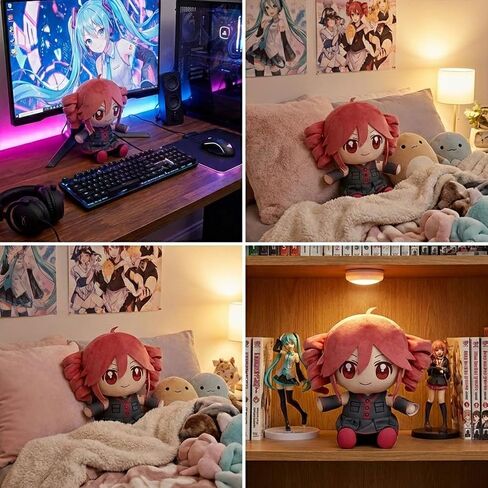 Collectible Pink Drill Twin Tail Girl Plush 22cm, Cute Anime Plush Character with 3D Twin-Drill Hair, Red and Black Outfit Figure Stuffed, Soft Anime Plushie Pillow Gift for Fans & Collectors in Saudi Arabia
