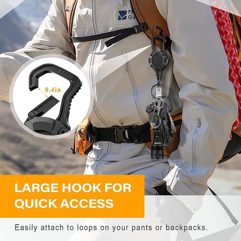 ELV Retractable ID Badge Holder: Heavy Duty Metal Retractable Keychain Badge Reel with Carabiner Belt Clip - 31" Strong Cord in Kuwait