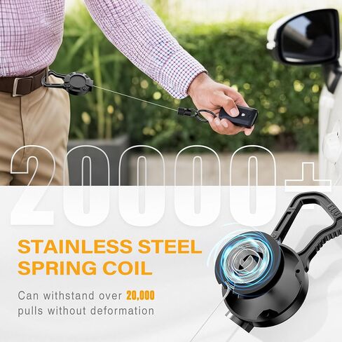 ELV Retractable ID Badge Holder: Heavy Duty Metal Retractable Keychain Badge Reel with Carabiner Belt Clip - 31" Strong Cord in Kuwait
