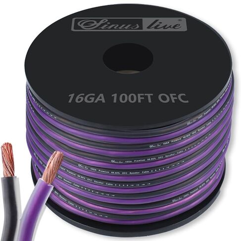 Sinus Live 16-18AWG OFC(Oxygen Free Copper) Speaker Wire Great use for Home Theater Speakers and Car Speakers, Purple and Black (50FT OFC) in Kuwait