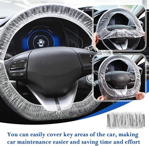 50PCS Disposable Car Seat Covers,Plastic Seat Covers for Cars Includes Steering Wheel/Seats/Shifter Cover,Universal Disposable Seats Cover for Cars Interior Accessories in Saudi Arabia