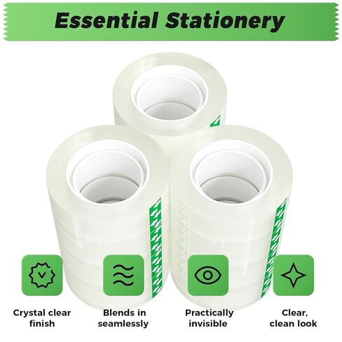 SWRT Transparent Tape Refills 24 Rolls, Clear Invisible Office Tape for Dispenser, 3/4 in x 800 Inches Strong Adhesive Tape Rolls for Home, School & Office in Saudi Arabia
