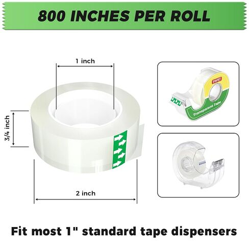 SWRT Transparent Tape Refills 24 Rolls, Clear Invisible Office Tape for Dispenser, 3/4 in x 800 Inches Strong Adhesive Tape Rolls for Home, School & Office in Saudi Arabia