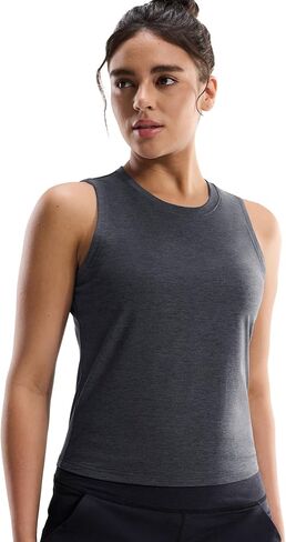MIER Womens Workout Tank Tops, Dry Fit Ultra-Soft Sleeveless Athletic Gym Cropped Top, Running Sports Yoga Active Shirts in Saudi Arabia
