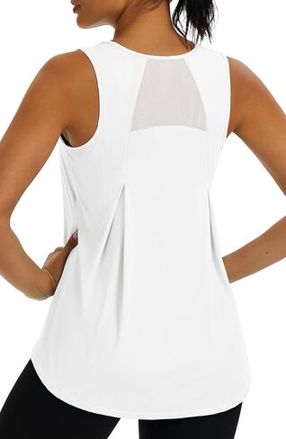MAGCOMSEN Womens Workout Tank Tops Athletic Mesh Sleeveless Quick Dry Cooling Moisture Wicking Top for Running Gym Yoga in Saudi Arabia