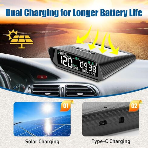 عداد السرعة الرقمي لتحديد المواقع ميلا في الساعة لشحن عداد المسافات بالسيارة بالطاقة الشمسية مع شاشة LCD إنذار السرعة الزائدة X100 in Kuwait