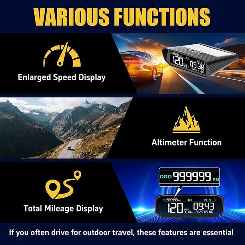 عداد السرعة الرقمي لتحديد المواقع ميلا في الساعة لشحن عداد المسافات بالسيارة بالطاقة الشمسية مع شاشة LCD إنذار السرعة الزائدة X100 in Kuwait