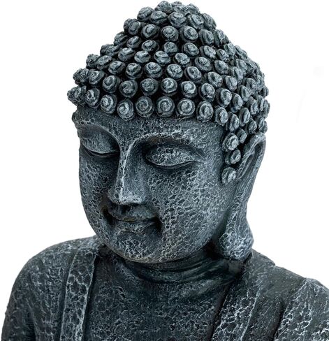TranquilScape 28" 2-Tier Meditating Buddha Fountain – Outdoor Waterfall with LED Lights & Pump, Asian Zen Fengshui Statue for Garden, Patio, Backyard & Home Décor. in Saudi Arabia