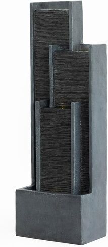 40 Inch Modern Outdoor Water Fountain, Floor Standing Cascading Waterfall with Contemporary Curves, Suitable for Porch, Office, Home Garden, Patio in Saudi Arabia