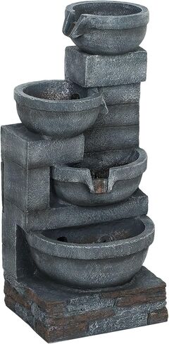 Four-Tier Outdoor Water Fountain with LED Lights and Adjustable Water Flow in Kuwait