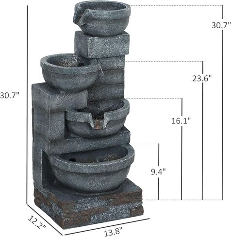 Four-Tier Outdoor Water Fountain with LED Lights and Adjustable Water Flow in Kuwait