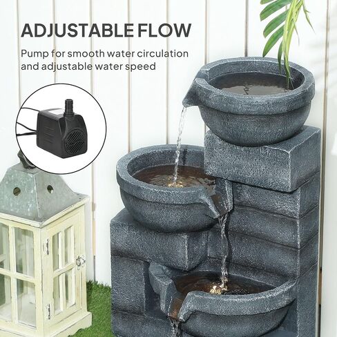 Four-Tier Outdoor Water Fountain with LED Lights and Adjustable Water Flow in Kuwait