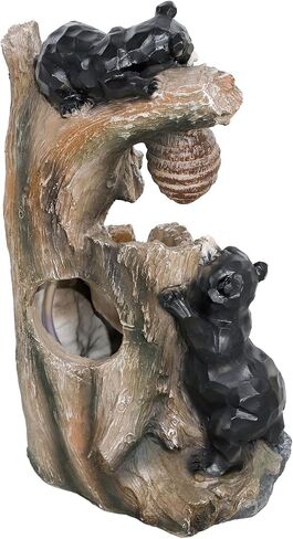 3-Tier Garden Fountain with LED Lights and Bear Design in Kuwait