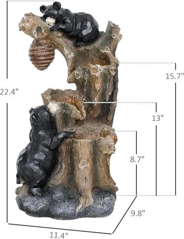 3-Tier Garden Fountain with LED Lights and Bear Design in Kuwait