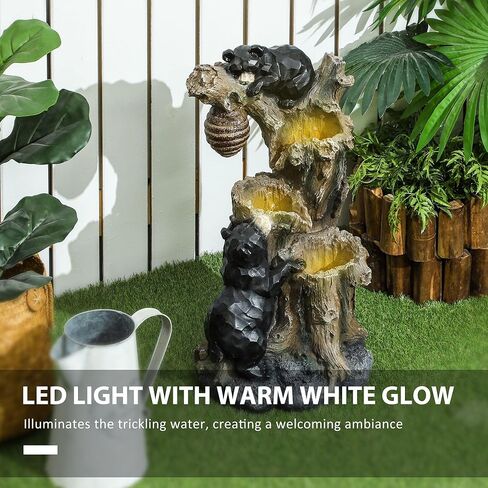3-Tier Garden Fountain with LED Lights and Bear Design in Kuwait