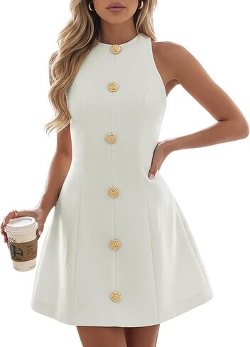 Lingswallow Women's Sleeveless Cocktail Mini Dresses 2026 Summer Elegant Party A Line Business Casual Work Formal Short Dress in Saudi Arabia