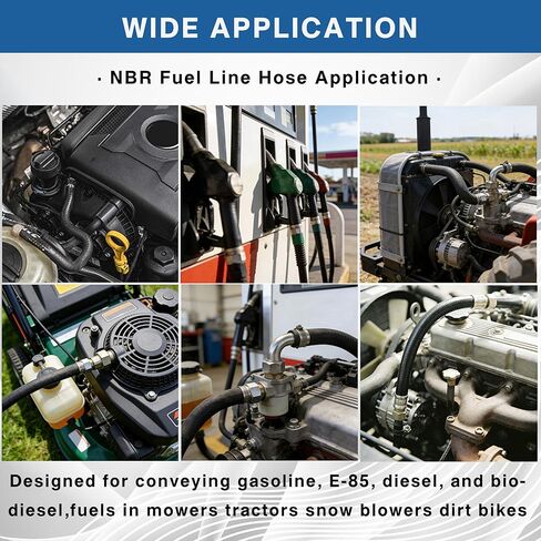 Fuel Line Kit by CMDOCK - 3.3Ft 5 Sizes (1/8", 3/16", 0.22", 1/4", 5/16" ID) Fuel Hose with 50 Clamps for Lawn Mowers, ATV, Golf Cart, Small Engines, Snowmobile & Tractors in Saudi Arabia