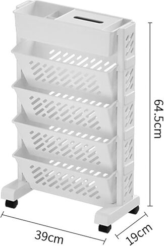 Mobile Bookshelf,5-Tier Rolling Book Shelf Cart with Wheels - Versatile Mobile Storage Rack for Office, Home, Library, Kitchen, School, and Study - 6-Level Bookshelf Orga in Saudi Arabia