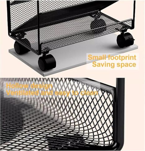 Mobile Bookshelf,5-Tier Slim Rolling Mobile Bookshelf Cart - Metal Utility Storage for School, Office, Kids Room, Library, Bedroom - Black Color, Perfect for Classroom Organization in Saudi Arabia