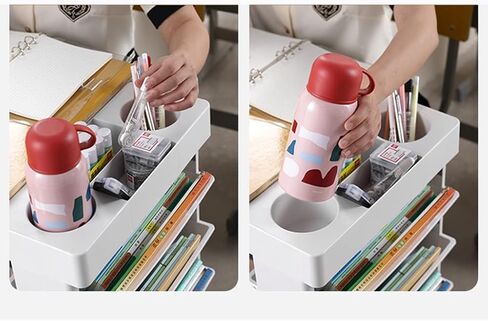 Mobile Bookshelf,5-Tier Rolling Magazine Rack & Book Cart with Wheels - Movable Multi-Purpose Shelf Unit for Home & Office Storage (Orange) - Stylish Orga for Books & Magazines in Saudi Arabia